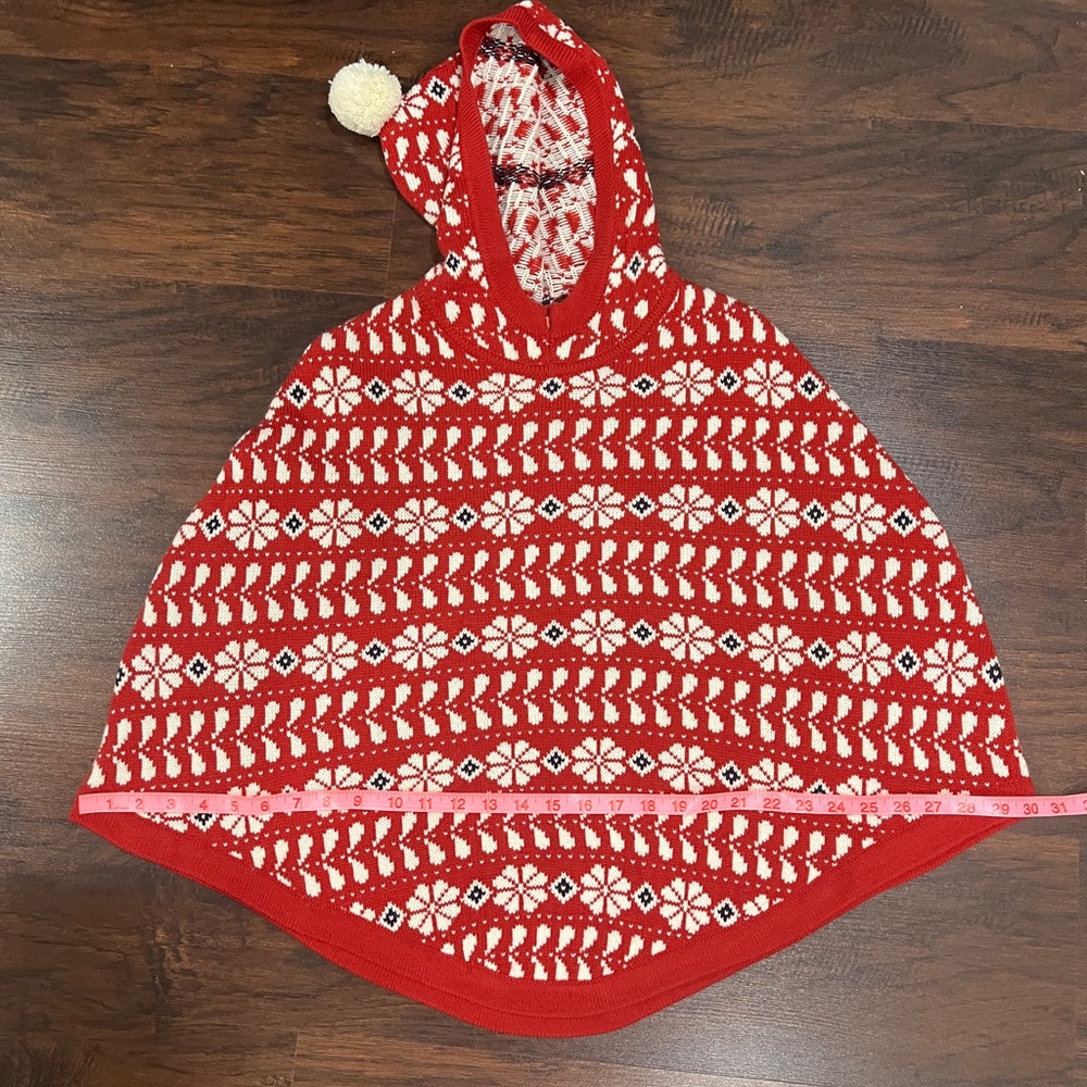 NWT 11/12 John Lewis red fair isle sweater poncho - Picture 3 of 7